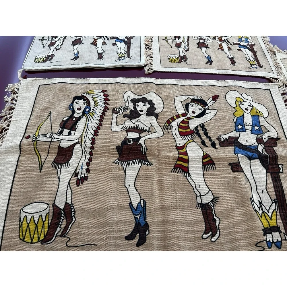 Vintage El Paso Saddleblanket 4 Pc Western Cowgirl Decor Set Wall Hanging